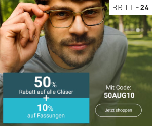 50% Rabatt auf alle Gläser + 10% auf Fassungen